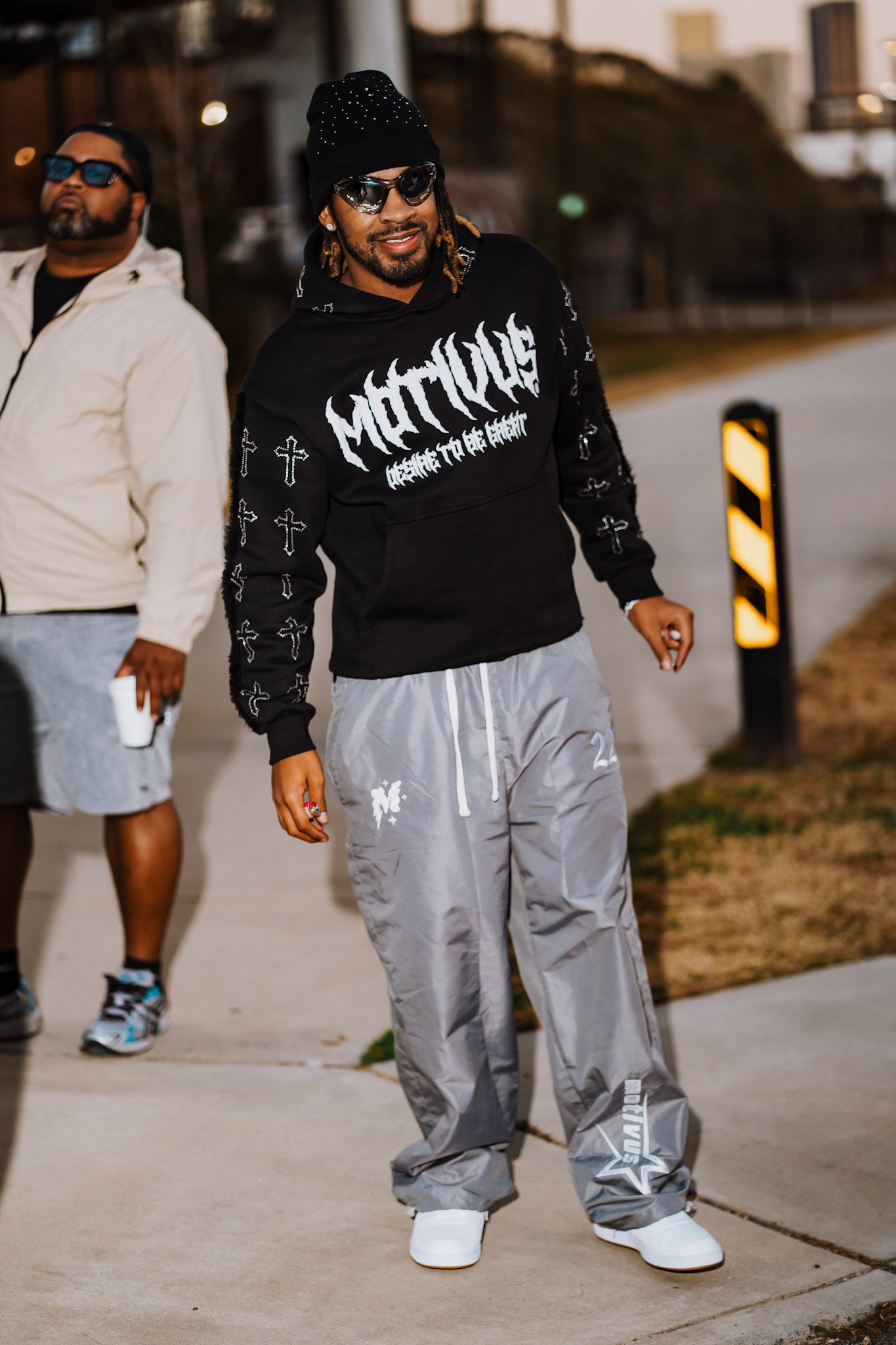 Puff Print Rhinestone MOTIVUS cross hoodie